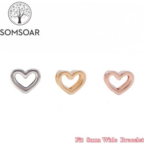Somsoar Jewelry Kids Size Hollow out love Charms fit 8mm Wide Leather Wrap Bracelet Wristband for Child Toddler/Women 10pcs/lot