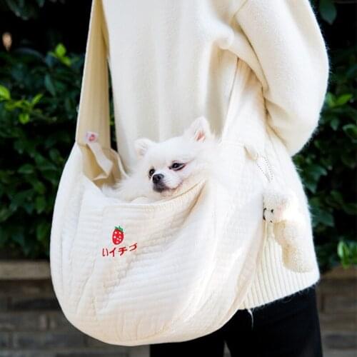 Pet Carrying Bag Dog Bag Cat And Puppy Outdoor Travel Shoulder Bag Canvas Printed Single Handbag Comfortable Breathable Handbag