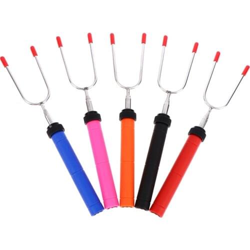 Telescoping BBQ Fork Roasting Sticks Marshmallow Hot Dog Smore Skewers Steel