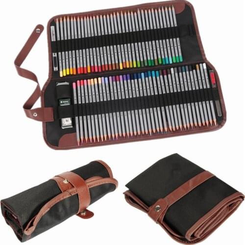 72 Hole Large Capacity Pencil Bag School Painting Stationery Canvas Roll Up Pencil Case Sketch Box Kits Rolling Holders