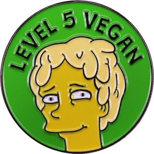 Level 5 Vegan Pin Funny Cartoon TV Show Inspired Jewelry
