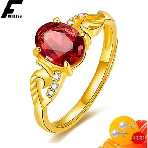 Bali Jelry Retro Silver 925 Women Ring Jewelry Accessories Oval Shaped Ruby Zircon Gemstone Gold Color Open Rings for Wedding