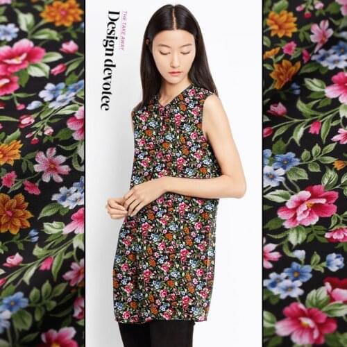 1 Meter * 1.14 Meter Spring Flower Garden 19 Spring Summer Printing Silk Crepe Chine Fabric Dress Shirt