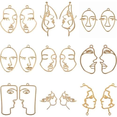 10pcs DIY Earrings Necklaces Alloy Cool Fashion Cute Exaggerated Design Sense Niche Abstract Face Hollow Jewelry Accessories
