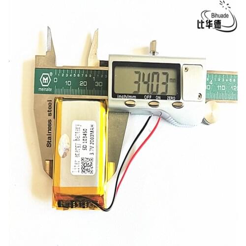 10 pcs 3.7V 2000mAh 103450 Lithium Polymer Li-Po Rechargeable Battery For GPS DVD mobile Cell copter tablet PC power bank