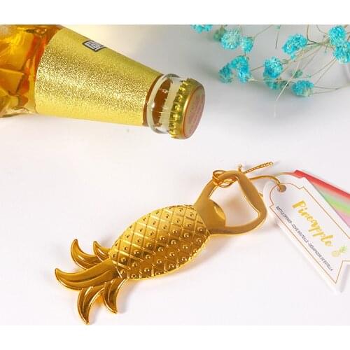 100pcs Gold Pineapple Metal Bottle Opener Wedding Favors And Gifts Party Supplies Birthday Souvenirs Gifts For Guests