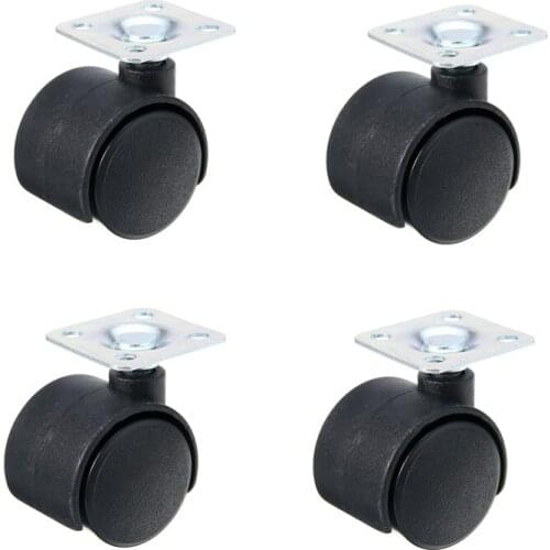 4PCS Chair Table Castor 30mm Swivel Plate Caster Nylon Wheel Furniture Casters Replacement Black Heavy Duty Steel Plate