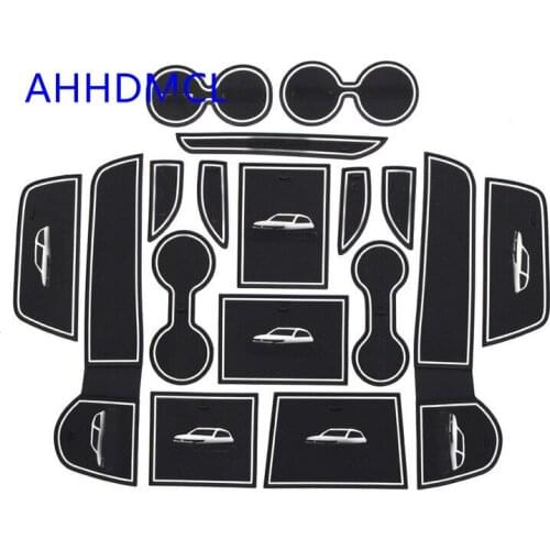 AHHDMCL Non-Slip Car Door Gate Slot Mats Cup Armrest Storage Pad Mat For Mitsubishi Outlander 2013 2014 2015 2016 2017 2018
