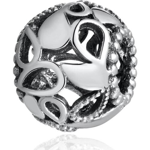 Authentic S925 Openwork Teardrops Beads Charm fit Lady Bracelet Bangle For Women DIY Jewelry Making