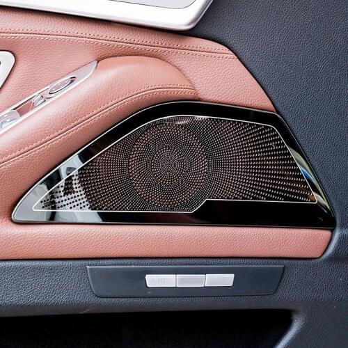 2Pcs Aluminum Alloy Car Stereo Speaker For BMW F10 F11 5 Series 2011-2016 Door Sticker Cover Trim Car Styling Auto Accessories