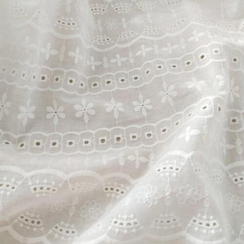 Pure Cotton hollow out Geometry Embroidery Lace Fabric Handmade DIY Clothes For Bridal Dress, Lace top Boho Dress 1 yard