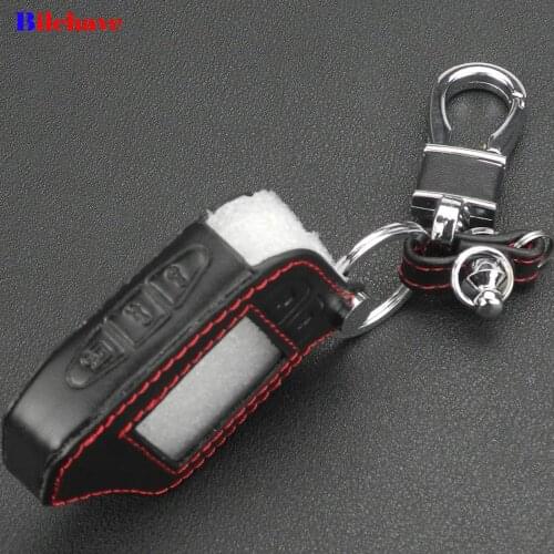 Bilchave 2 Buttons Hand-stitched leather Remote Car Case Cover Fob For Scher-Khan Magicar 13 14 M110AS 2 Way Car Alarm LCD