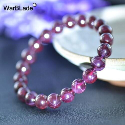 WarBLade AAA Natural Stone 3A Starlight Garnet Bracelet 6mm-9mm Charm Garnet Beads Bracelet Bangles For Women Jewelry Gift