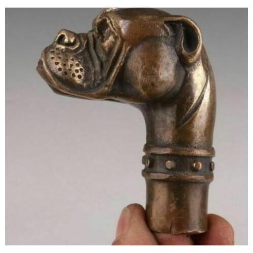 BRONZE STATUE DOG OLD CANE WALKING STICK HEAD HANDLE ACCESSORIE COLLECTION