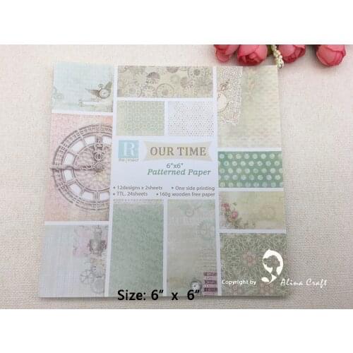 AlinaCraft 24 sheet 6"X6" our time patterned paper Scrapbooking paper pack handmade craft paper craft Background pad