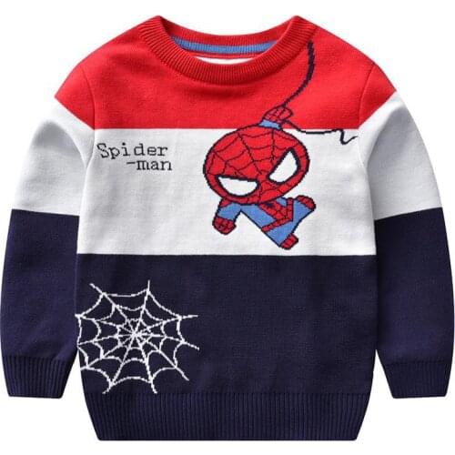 Childrens Sweaters Autumn Winter New Boys Cartoon Pullover Sweater Fashion Color Matching Knitted Sweater for Boy Kids Clothing