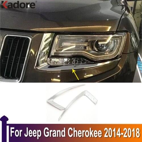 For Jeep Grand Cherokee 2014-2018 Chrome Head Light Lamp Eyebrow Eyelid Cover Front Headlight Bezel Trim Car Exterior Styling