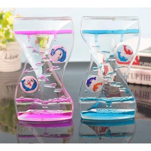 Moving Double Color Sand Hourglasses Floating Oil Liquid Visual Motion Timer Glass Acrylic Clock Home Decoration Desk Ornament