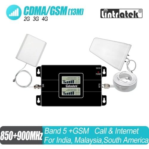 LCD Display GSM 900 CDMA 850mhz Dual Band Signal Repeater 2G 3G UMTS 65dB Cellphone Cellular Signal Booster Amplifier Set