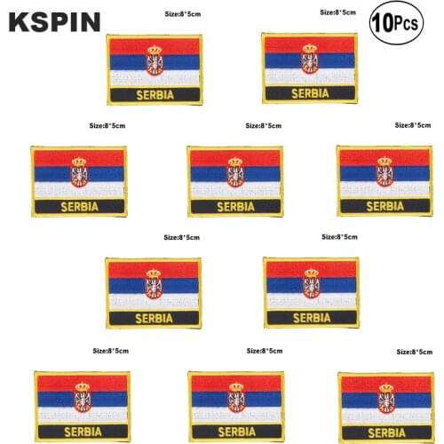 Serbia Flag Embroidery Patches Iron on Saw on Transfer patches Sewing Applications for Clothes in Home&Garden