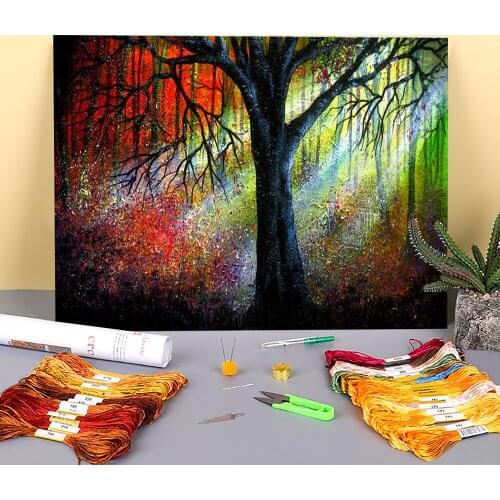Natural Scenery Feeling The Light Printed 11CT Cross-Stitch Patterns Embroidery DMC Threads Craft Handmade Sewing Gift