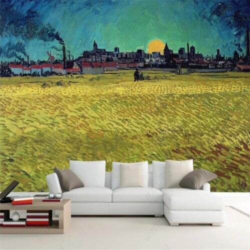 Photo Wallpaper 3d Van Gogh Oil Painting Works Golden Wheat Field Living Room Bedroom Study Wall Murals Wall Papers Home Decor