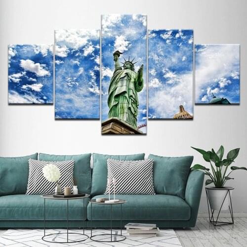 Canvas Painting Statue of Liberty in USA 5 Pieces Wall Art Painting Modular Wallpapers Poster Print for living room Home Decor