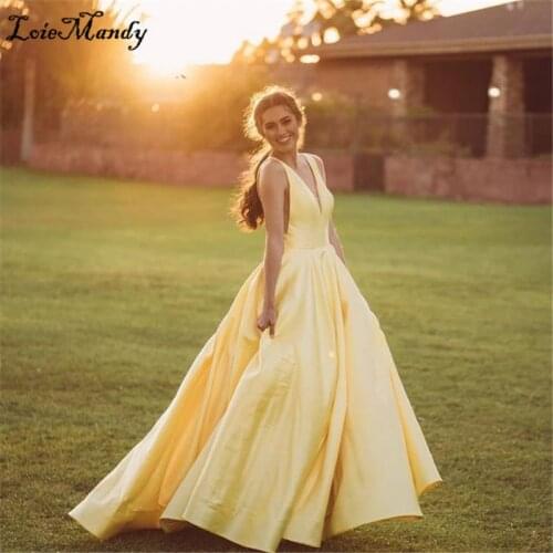 Graceful V-neck Prom Dresses Long 2021 Elegant Satin Dress Woman Party Night Formal Plus Size Vestidos de gala