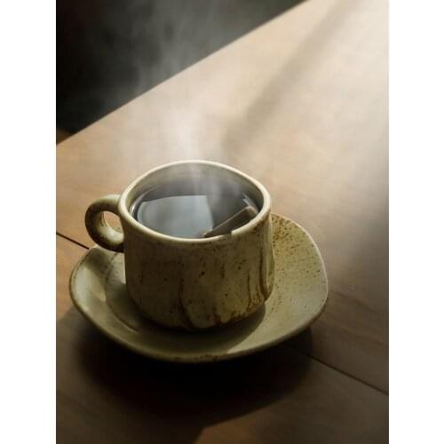 Japanese Style Handmade Pottery coffee cup saucer Vintage coffee cup set Creative Afternoon Tea Cup espresso cups gifts