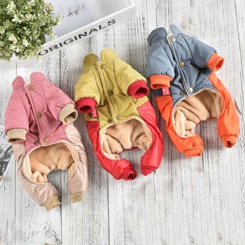 Dog Overalls Winter Thicken Warm Jumpsuit Small Dog Suit Clothes Dropship Shih tzu Pomeranian Maltese Bichon Poodle York Outfits