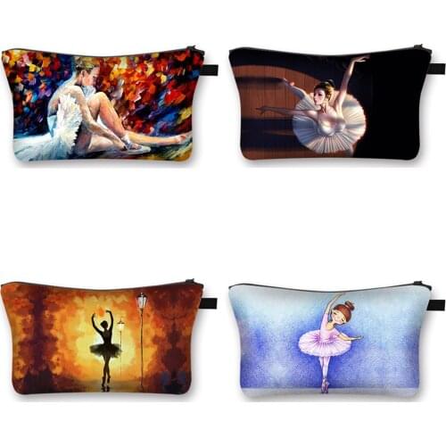 Elegant Ballet Dancer Girl Cosmetic Bag Women Makeup Bags Teenager Girls Cosmetic Case Make Up Bag Organizer Female Storage Bag