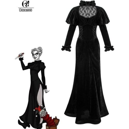 ROLECOS Mary Shaw Cosplay Costume Women Dress Halloween Costume Horror Movies Dress Horror Films Black Ghost Conjuring Dress