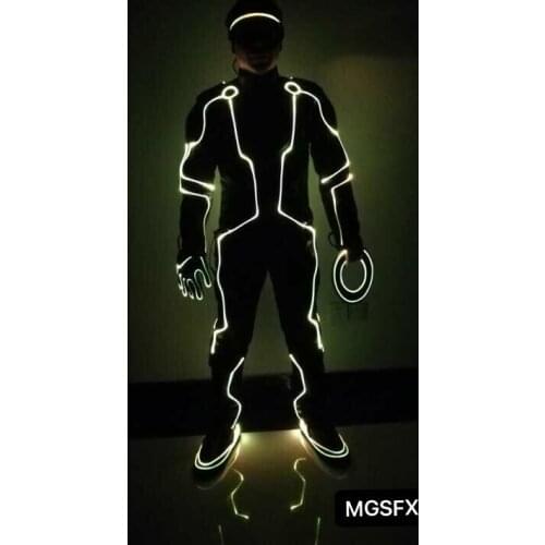 Color change with remote led Tron legacy suits dance costume light up dress glowing jumpsuit