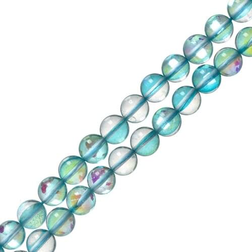 Light Blue 6/8/10mm Colored Blue Crystal Round Stone Loose Beads 16inch Gem Making jewelry Accessories H757