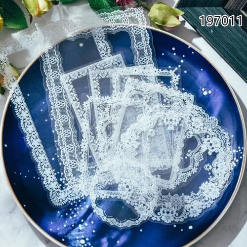 10 Piece Lace Craft Paper Junk Journal Ephemera Lace Edge Shabby PET Flower Frame DIY Album Scrapbooking Material Paper Lace