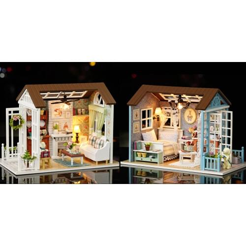 Miniatura Wooden Doll House Diy Mini Dollhouse Toy House Model Building Kits Christmas Toys for Children Girls New Year Gifts