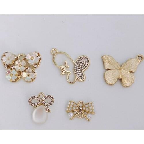 Fashion Alloy Electroplating Butterfly Pendant Bowknot Handmade DIY Necklace Earrings Jewelry Making