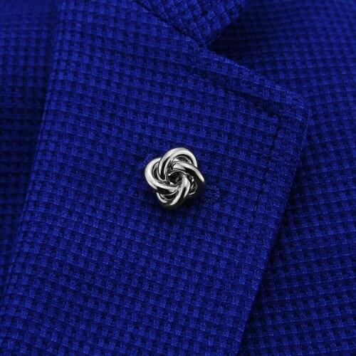 Silver color Clew brooch cooper alloy plated with white steel Mens Bussiness pin