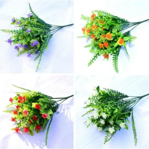 New 1pc Home Decor silk fake Green plant simulation milan artificial grass with leaf Setting wall decoration flower accessories