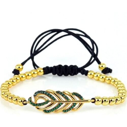 New Anil Arjandas Bracelet Men 4mm Beads Micro Pave Braiding CZ Leaf Braiding Bracelet for Men Women Jewlery