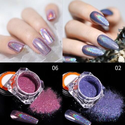 1 Box Holographics Nail Glitter Powder Laser Effect Nail Powder Shimmer Gel Polish Flakes for Pigment Dust