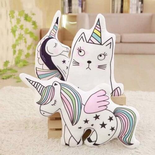 50/70cm rainbow pillow Unicorn cat Seahorse colorful lovely room decoration comfort baby sleeping cartoon seat printed cushion
