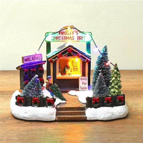 Christmas Shop LED Lighting Ornament, Free-standing Resin Sculpture for Home Decoration (Batteries Not Included)