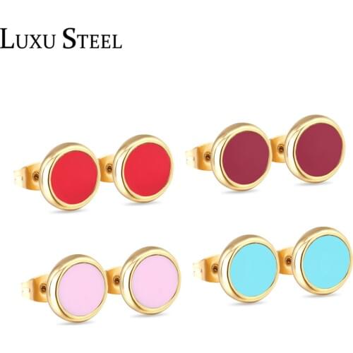 LUXUSTEEL 2019 New Style Colorful Opal Stud Earrings Stainless Steel 4pairs Earring Sets For Women/Girl Party Gift Wholesale