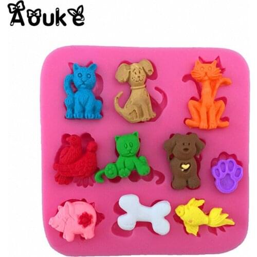 Cartoon Animal Cats Bones Shape Silicone Mold Fondant Chocolate Moulds Candy Cake Molds Baking Molds DIY Wedding Decoration Tool