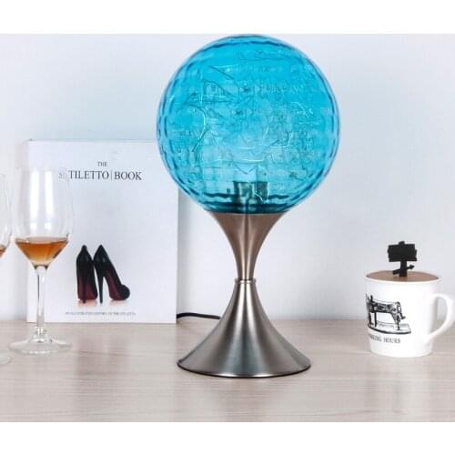 Modern style creative mysterious blue glass Table Lamps Minimalist art E27 LED dimming lamp for bedside&narrow table ZLTD015
