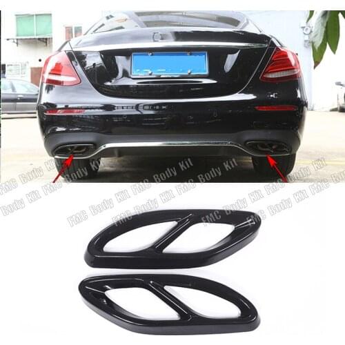 2pcs Gloss Black Steel Exhaust Trims For Mercedes Benz GLC C E-Class C207 Coupe 2014-2017 W212 W213 W205 X253 C180 C200