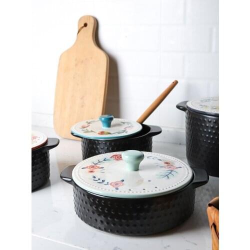 Japanese four seasons home use casserole stewed congee chicken stone pot soup small ceramic pot high temperature resistance