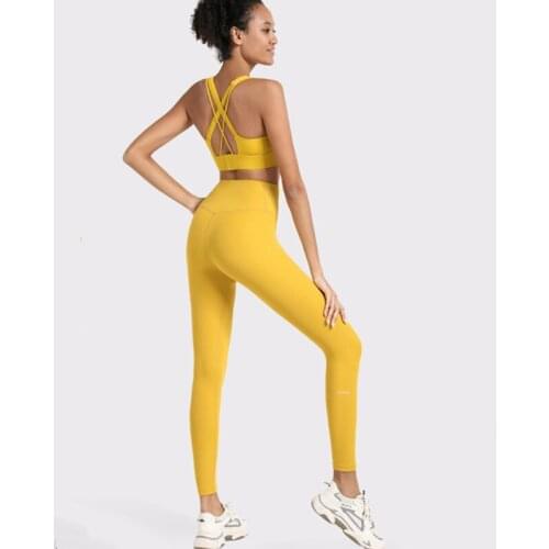 Nudity Feel 2 Piece Set Workout Clothes For Women Cross Back Sports Suit Sportswear Women Gym Fitness Clothing Athletic Yoga Set
