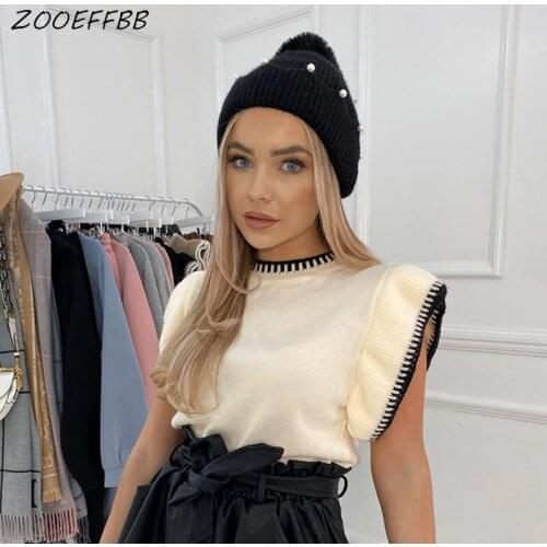 ZOOEFFBB Sexy Sweater Cute Y2k Tee Shirt Vintage Harajuku Streetwear Women Knitted Crop Top Casual Autumn Preppy Style 2021 Tops